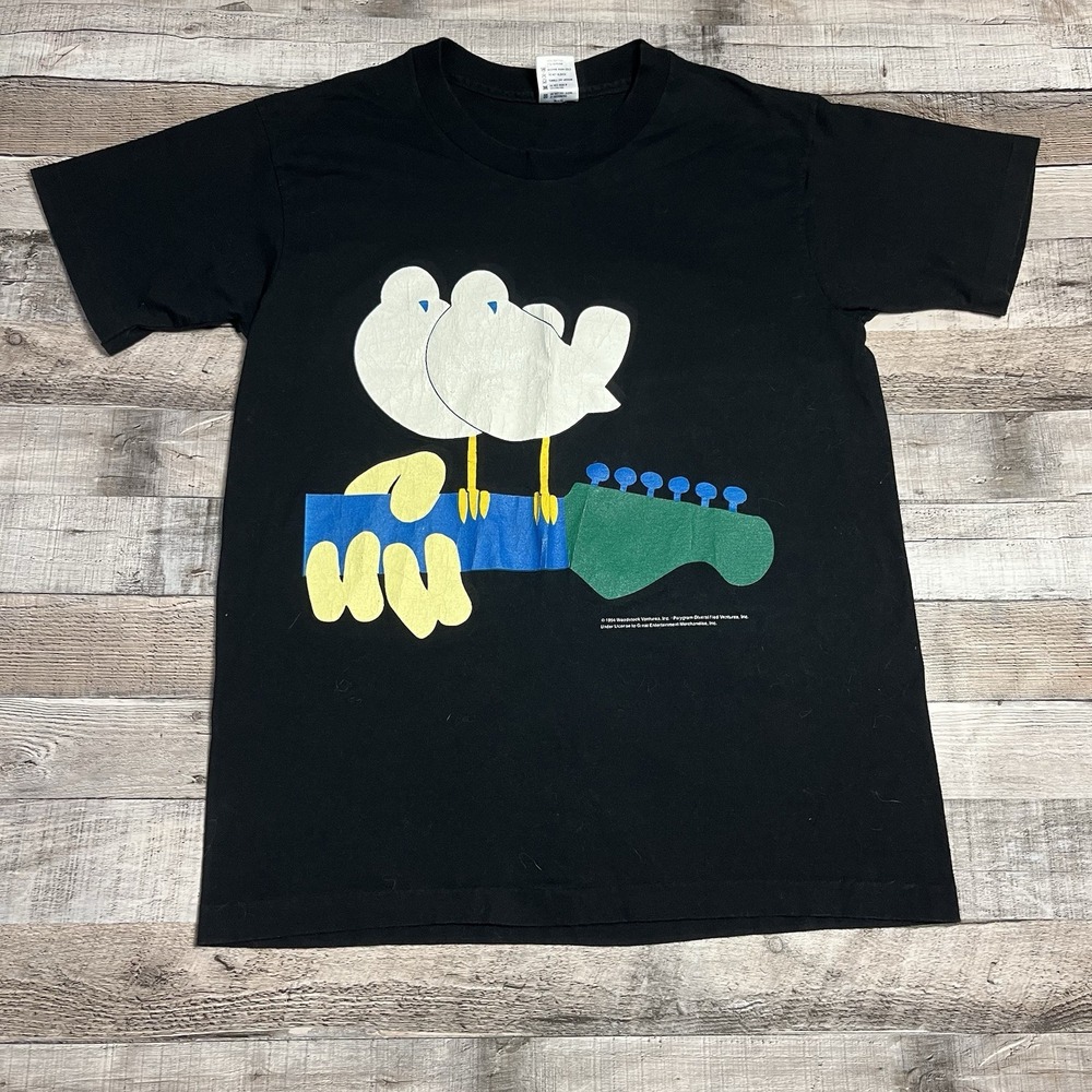 Woodstock Shirt Size Large Black Vintage 90s 1994 Music Festival Band Tee